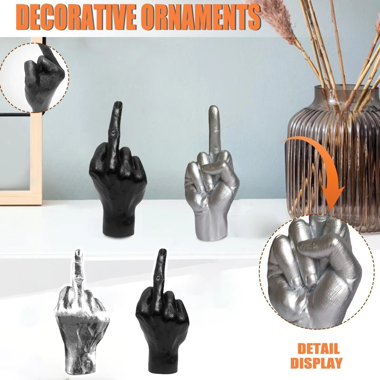 

Modern Nordic Style Creative Middle Finger Statue Resin Plant Decoration Sculpture Home Garden Flower Craft Potted O6B7