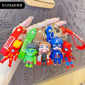 Disney Marvel New Avengers Keychain Boys GirlsCar Bags Keyring Pendant Spiderman Hulk Iron Man Doll 