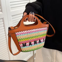 brands letter sling bags for women luxury designer woven bag women handbags straw shoulder crossbody bag 2022 bucket bags clutch