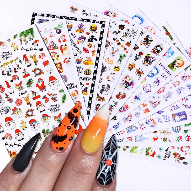 

Cartoon Santa Elk Snowflake Nail Art Decal Nail Decoration Nail Slider Christmas Halloween Collection Nail Stickers Nail Parts