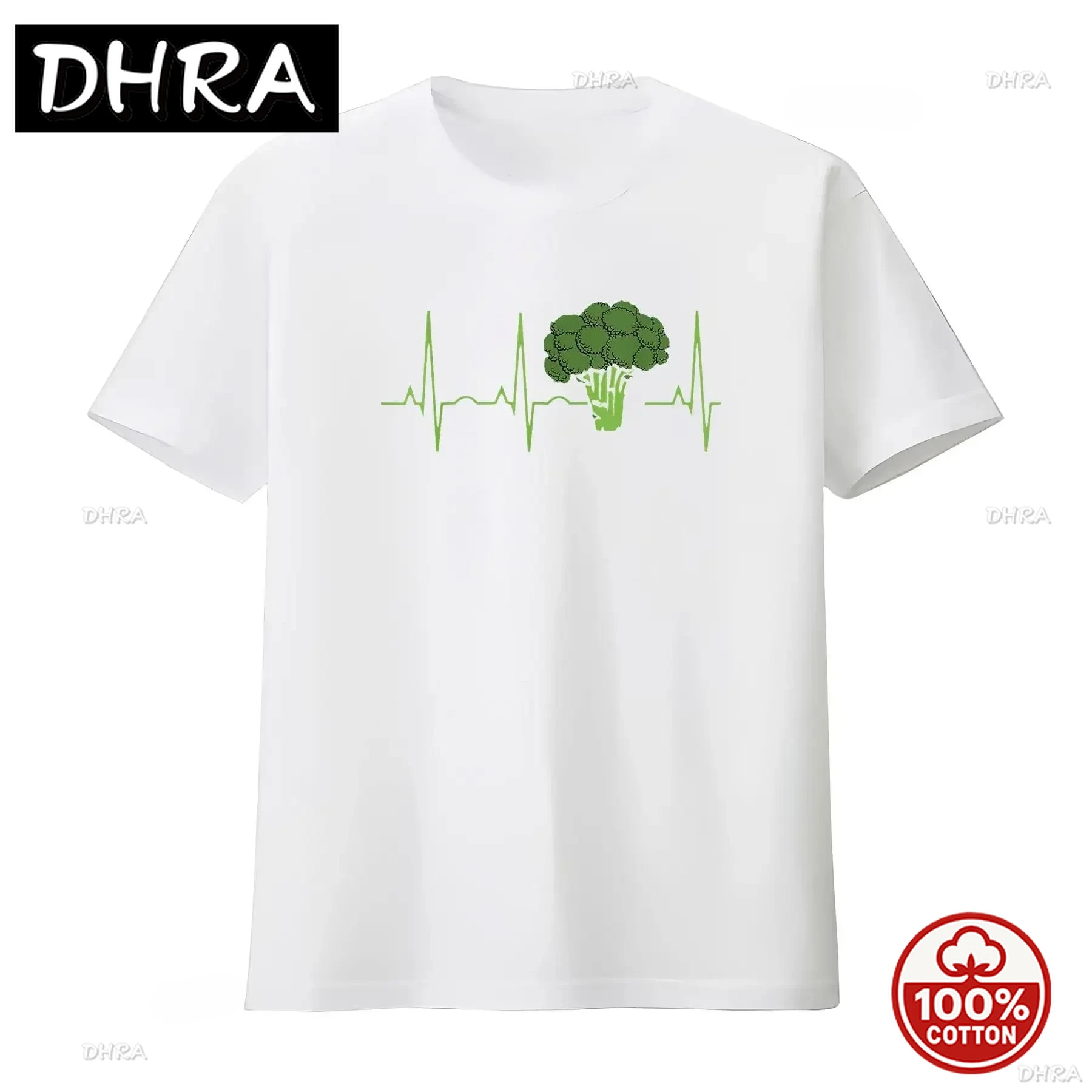 Фото Летняя женская футболка Broccoli Heartbea, повседневный топ унисекс для повседневной носки, удобный минималистичный эстетичный принт №1