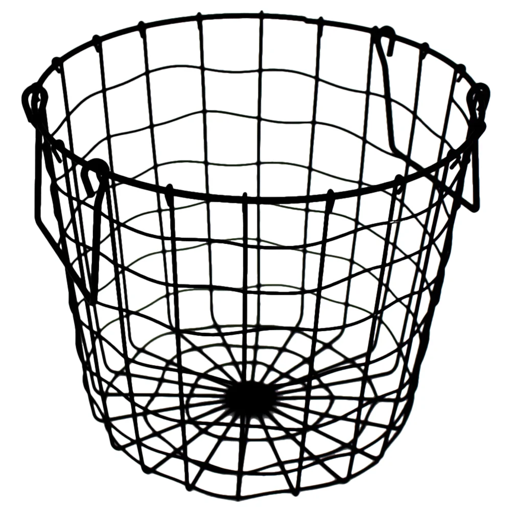

Sundries Organizer Black Baskets Handheld Hollow-out Laundry Iron Clothing Bedroom Storage Metal