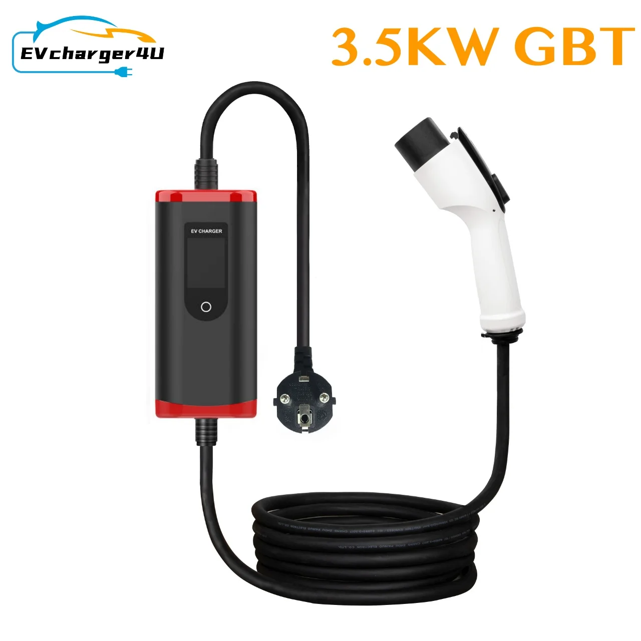 EVcharger4U Schuko Plug Type2/Type1/GBT Портативная зарядная коробка для электромобилей 5 м Кабель