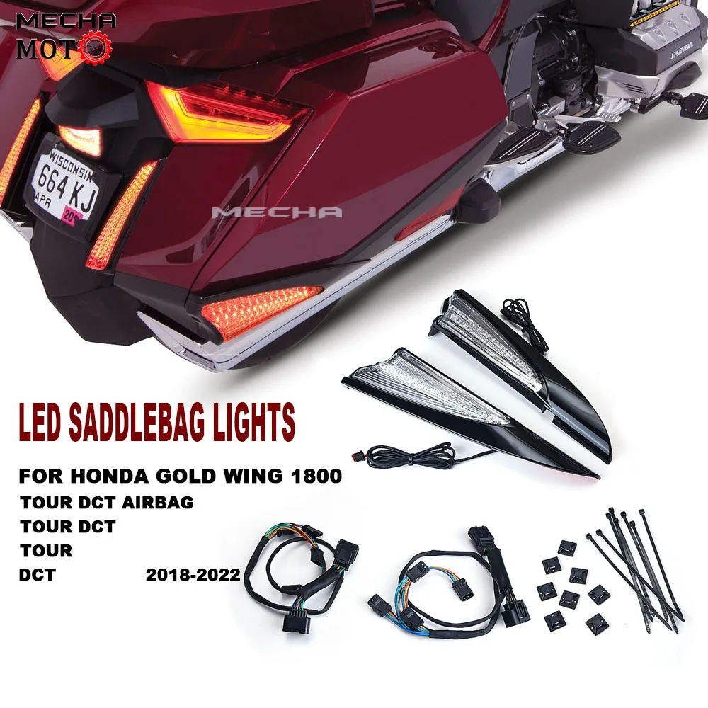 

For HONDA Gold Wing GL 1800 Goldwing GL1800 F6B 2018 -UP Motorcycle Rear Saddlebag Accent Swoop LED Light Case Cover Chrome 2020