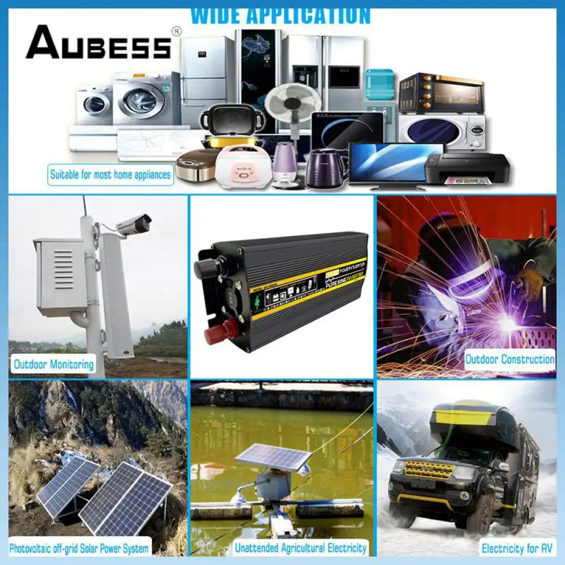 

Портативный трансформатор напряжения, Преобразователь мощности со светодиодным дисплеем, инвертор немодулированного синусоидального сигнала, инвертор солнечной энергии, звуковой сигнал, 1600 Вт, 3000 Вт