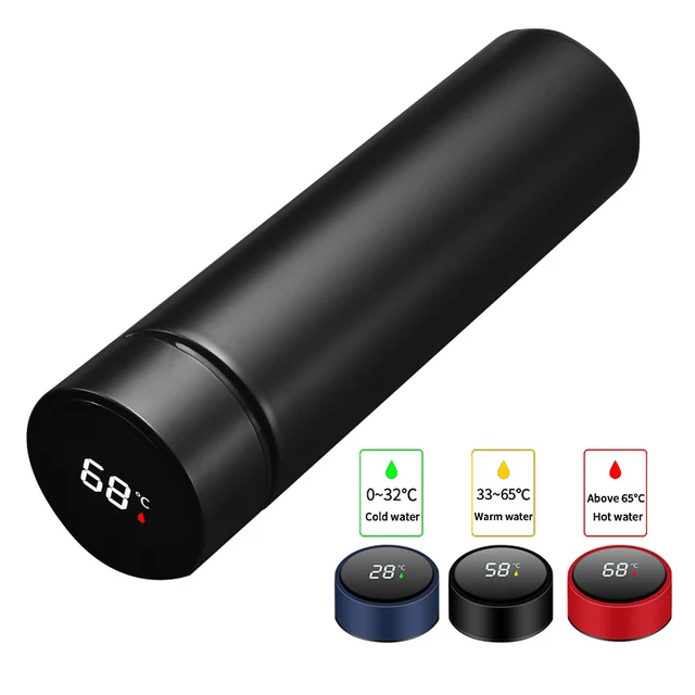 

500ml Portable High-End Stainless Steel Vacuum Cup Intelligent Digital Coffee Thermos Temperature Display Leakproof Sport Bottle