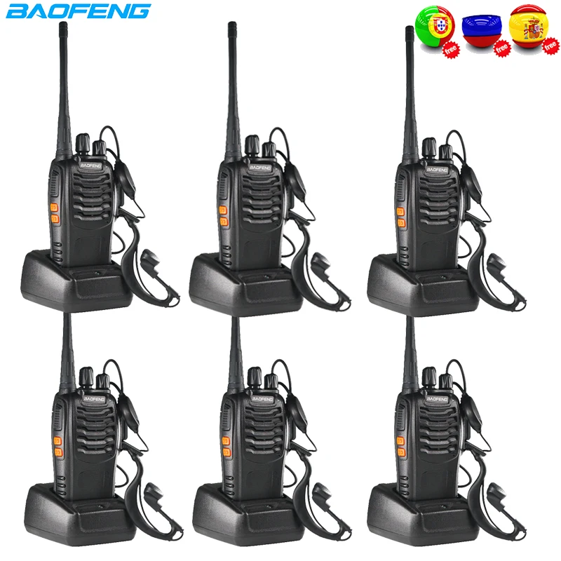 6PCS Baofeng BF-888S Walkie Talkie BF888S 6km Intercom 5W Two-Way Radio Portable CB Ham Radio Handheld FM Transceiver Interphone