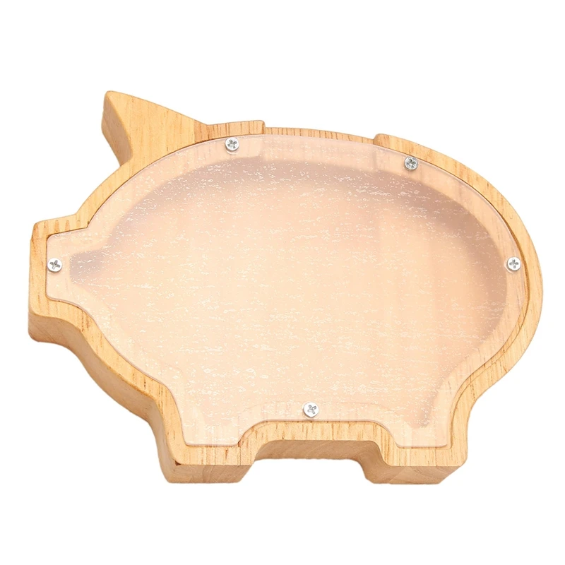

Pig Piggy Bank Creative Cartoon Pine Piggy Bank Transparent Decoration Crafts Gift Decoration 15.7X12cm