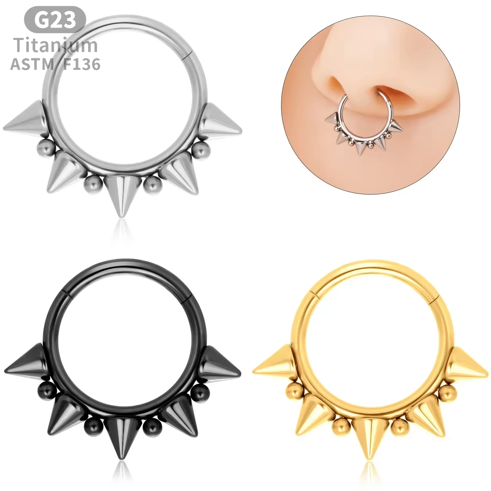 G23 F136 титановые рандомные кольца 16 г серьги с шипами откидные для носа ювелирные