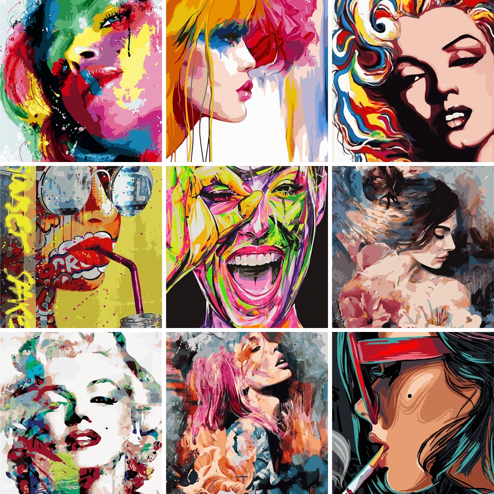 

Paint girl DIY Painting By Numbers people woman portrait 40x50cm VA-1618 picture by numbers drawing set 2022