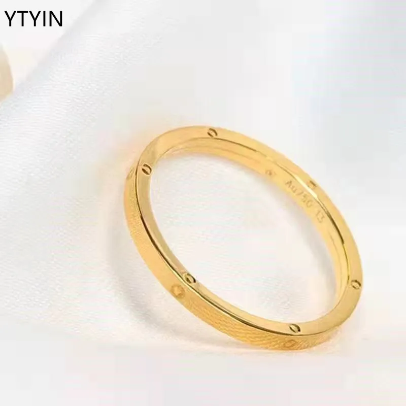 

Кольцо YTYIN из настоящего 18-каратного золота, чистое кольцо AU750, простой дизайн для женщин, Изящные Ювелирные изделия, свадебный подарок
