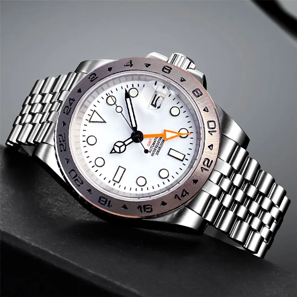 Часы наручные NH34 Мужские механические оранжевые деловые с фиксированным