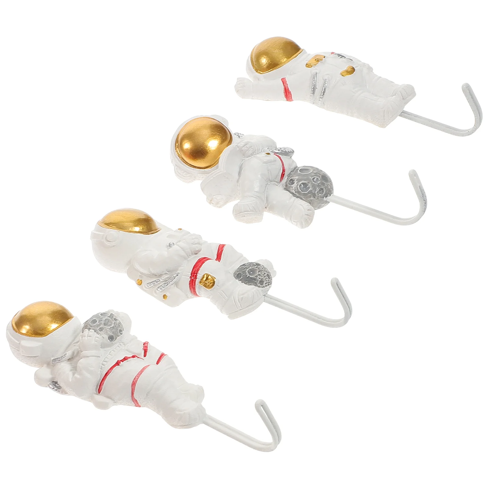 

4 Pcs Wall Hooks Kitchen Kids Towel Robe Door Coat Hanger Sticky Hanging Robes Astronaut Adhesive