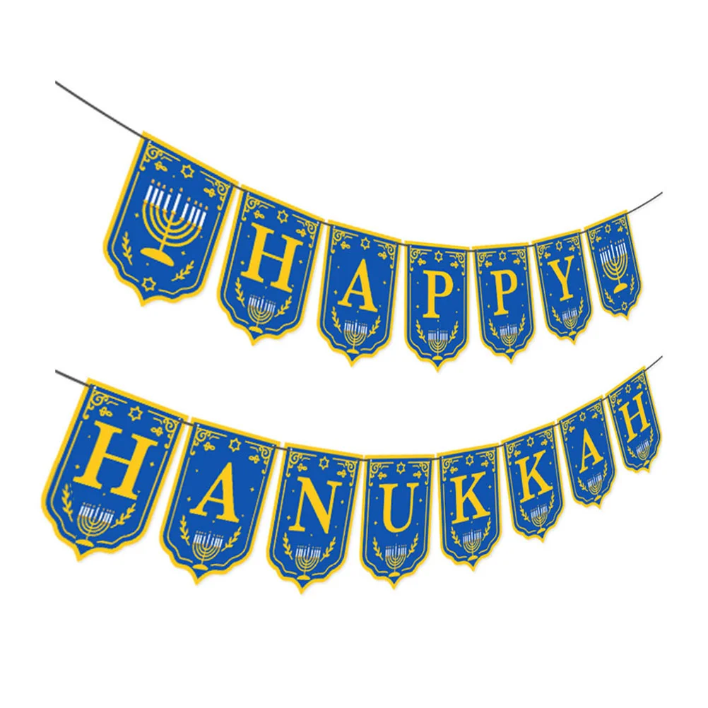 

Hanukkah Banner Party Flag Happy Decorations Festival String Supplies Banners Hanging Buntingbirthday Menorah Decorative Letter