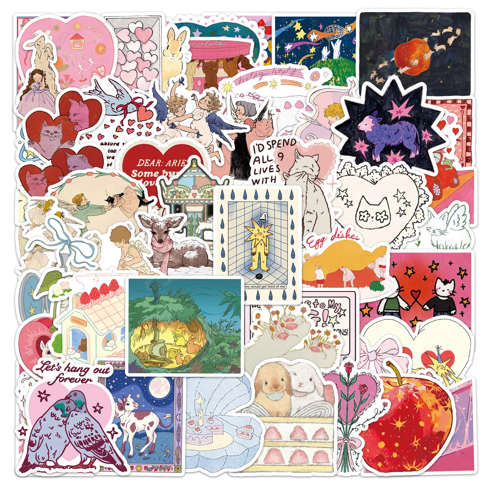 

Набор из 50 водонепроницаемых наклеек с героями мультфильмов