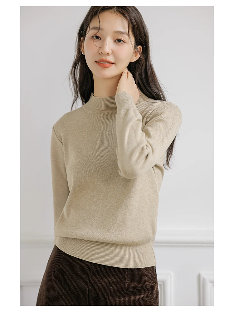 Вязаный женский свитер с полувысоким воротником осень-зима 2024 новая внутренняя