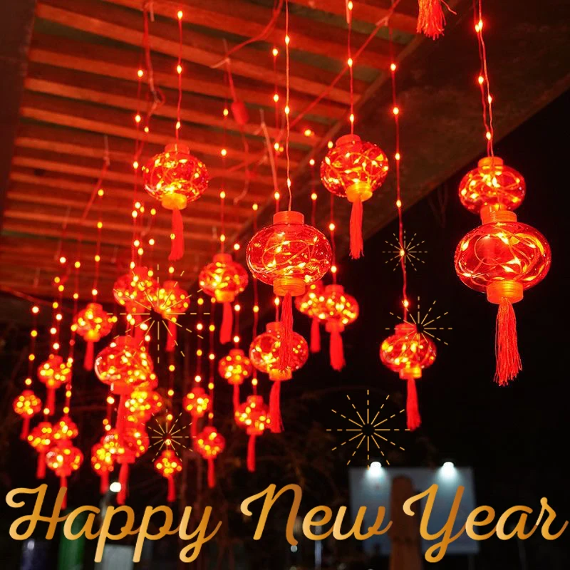 

Raditional Chinese Knot Red Lantern LED String Light 3 Meter Holiday Lights 2023 Chinese New Year Decorations Night Lights