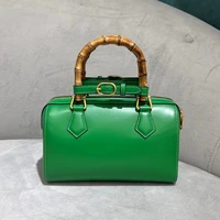 bamboo handle handbags luxury design shoulder boston pillow bag for women genuine leather crossbody bags large capacity fashion