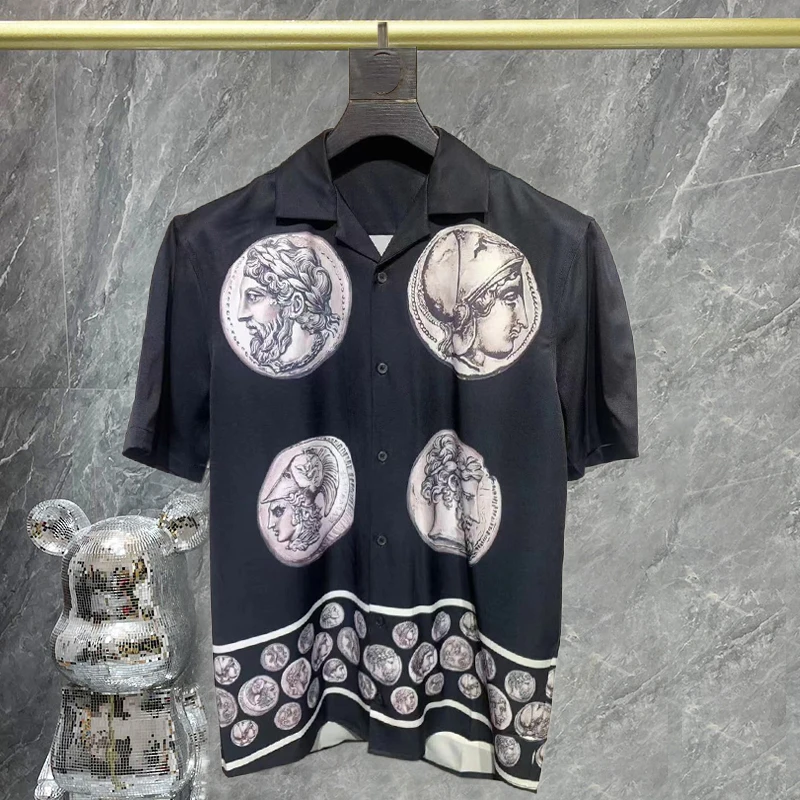 Рубашка мужская с коротким рукавом праздничная Повседневная приталенная блузка