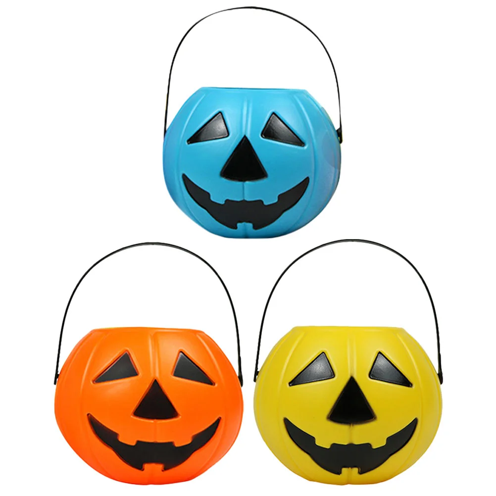 

3pcs Halloween Pumpkin Bucket Portable Candy Pumpkin Bucket Container Gift Container