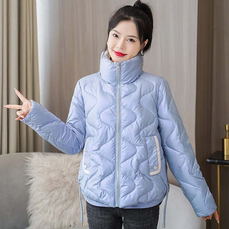 

2022 New Winter Jacket Women Parkas Long Sleeve Hooded Female Jackets Casual Glossy Cotton Padded Warm Parka Student Outwear Top