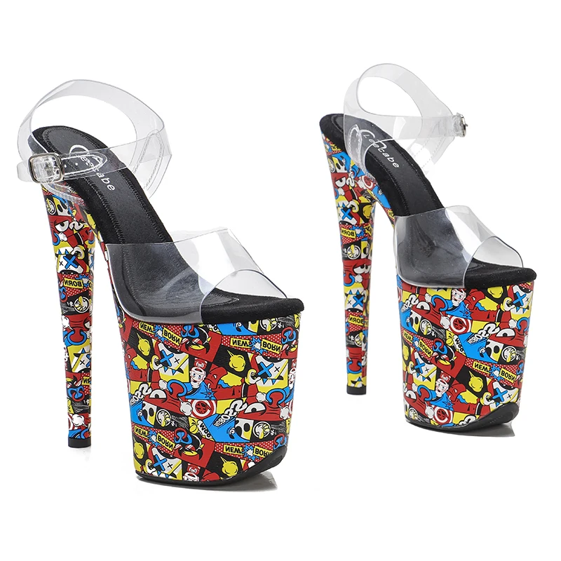 Leecabe  20cm/8inch PVC upper  pole dance sandals lady shoe high heel platform pole dance shoes