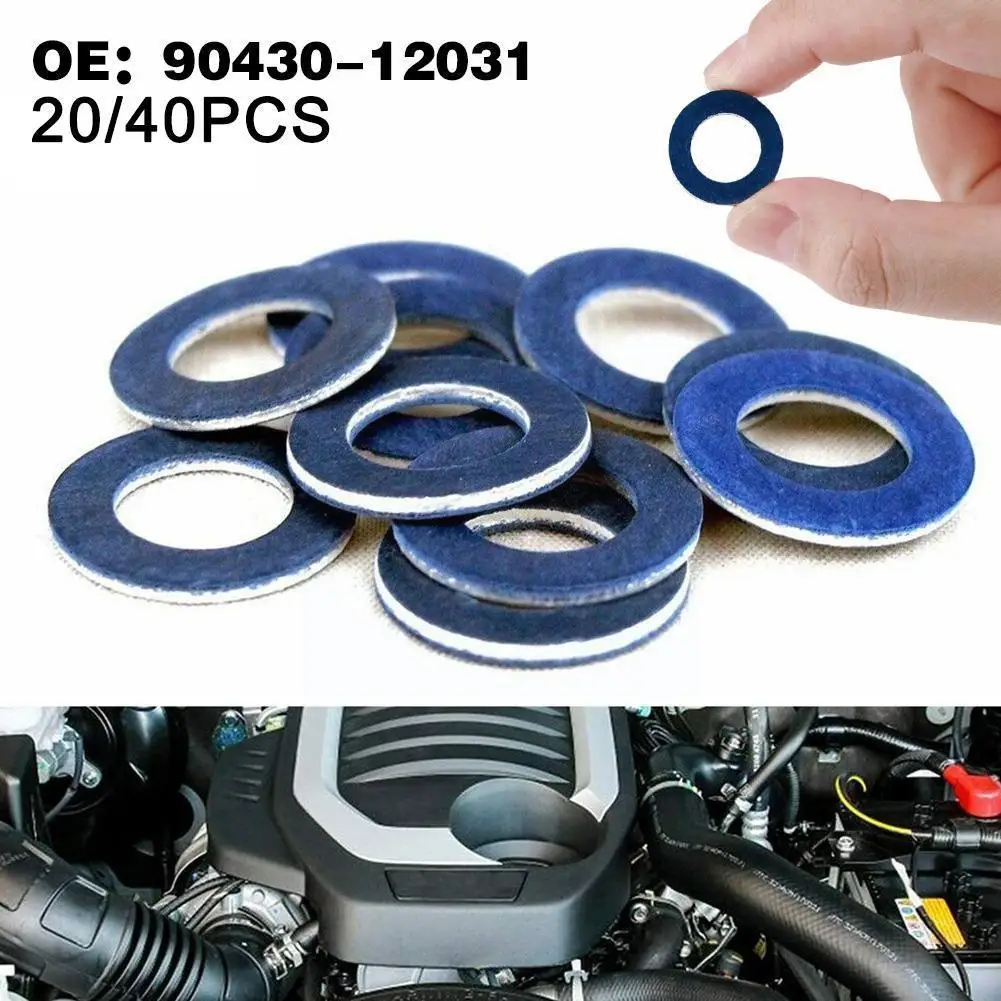 

20/40Pcs Aluminum Alloy Oil Drain Plug Gaskets Crush Washer Seals For Toyota 9043012031 90430 12031 G8A1