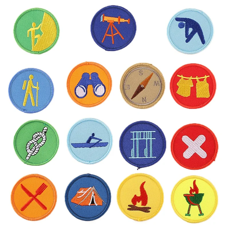 

Цветочная вышивка «сделай сам», мультяшный круглый замок, значок с краями, вышитые тканевые наклейки, патчи с утюгом для одежды, Симпатичные...