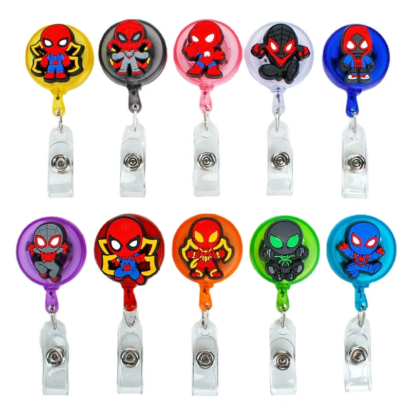 

Disney Credential Holder Cartoon SpiderMan Retractable Badge Holder Anime Captain America Keychain Iron Man Work Id Card Holder