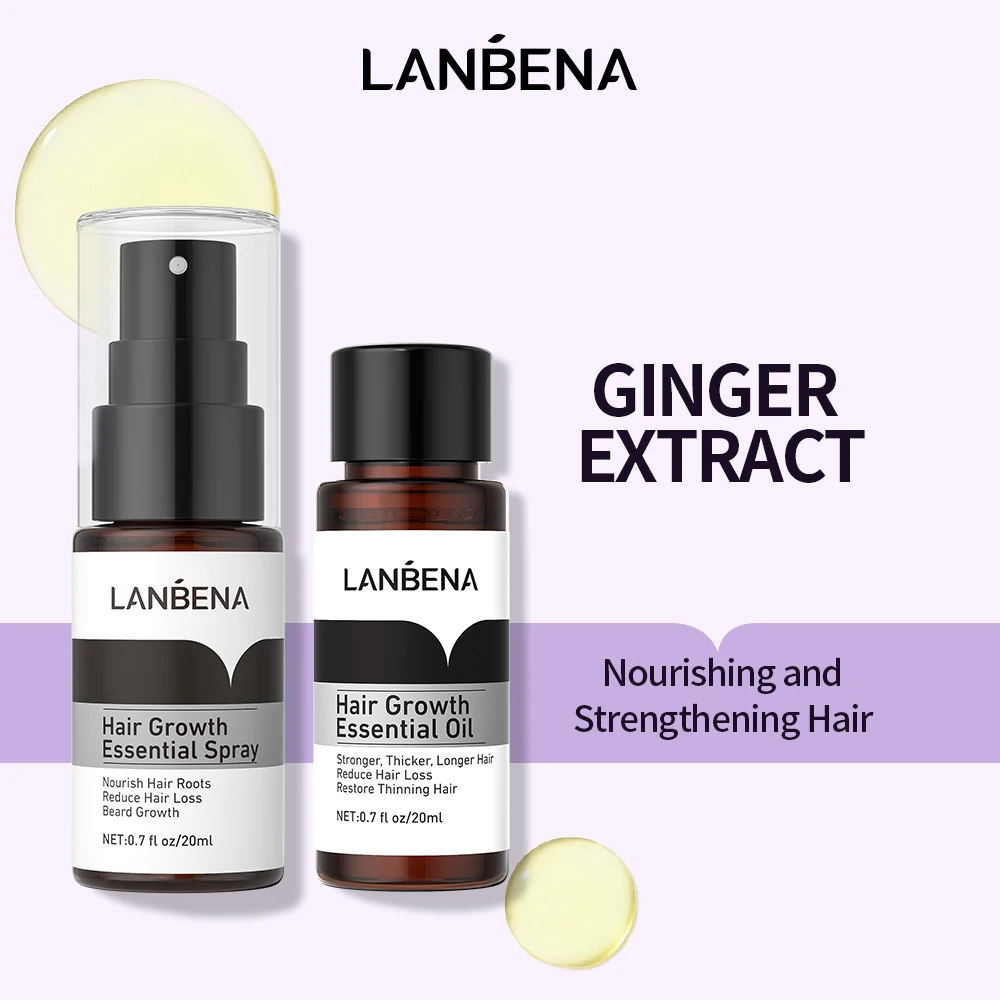 

LANBENA Fast Powerful Hair Growth Essence + Spray 2PCS Preventing Baldness Consolidating Anti Hairs Loss Nourish Roots Hair Care