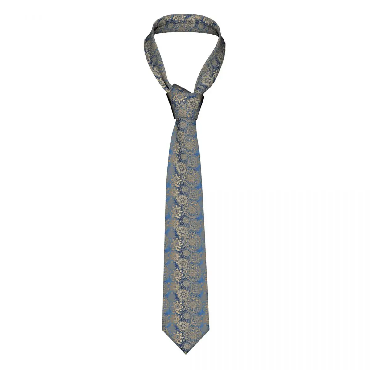 

Vintage Metallic Print Tie Gold Mandala Pattern Polyester Silk Fashion Neck Ties Gift Wedding For Man Blouse Cravat