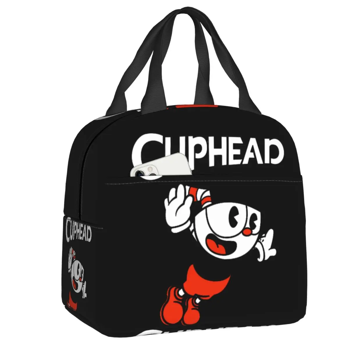 

Cuphead Insulated Lunch Tote Bag for Women Cartoon Game Portable Thermal Cooler Food Lunch Box Kids School Children