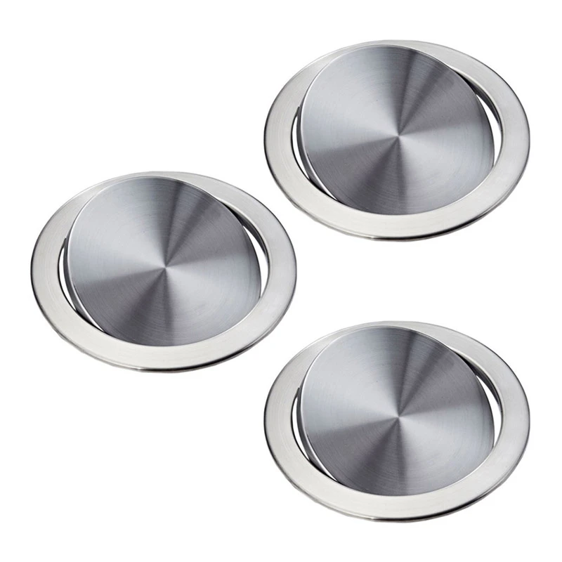 

3X Stainless Steel Garbage Flap Lid Trash Bin Cover Flush Built-In Balance Swing Flap Garbage Lid For Kitchen Counter