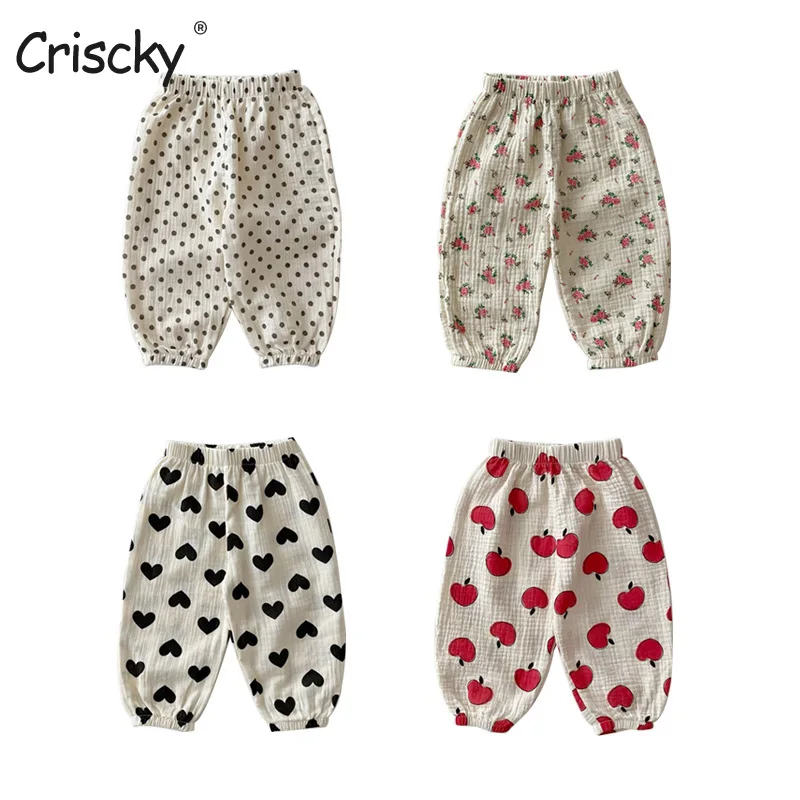 

Criscky 2022 Summer New Toddler Casual Pants Cute Print Loose Baby Mosquito Pants Boys Girls Bear Pants Thin Baby Trousers