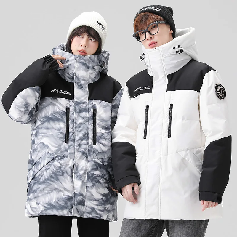 2022 winter new hooded down jacket medium long men's Korean version thickened youth camouflage casual warm coat