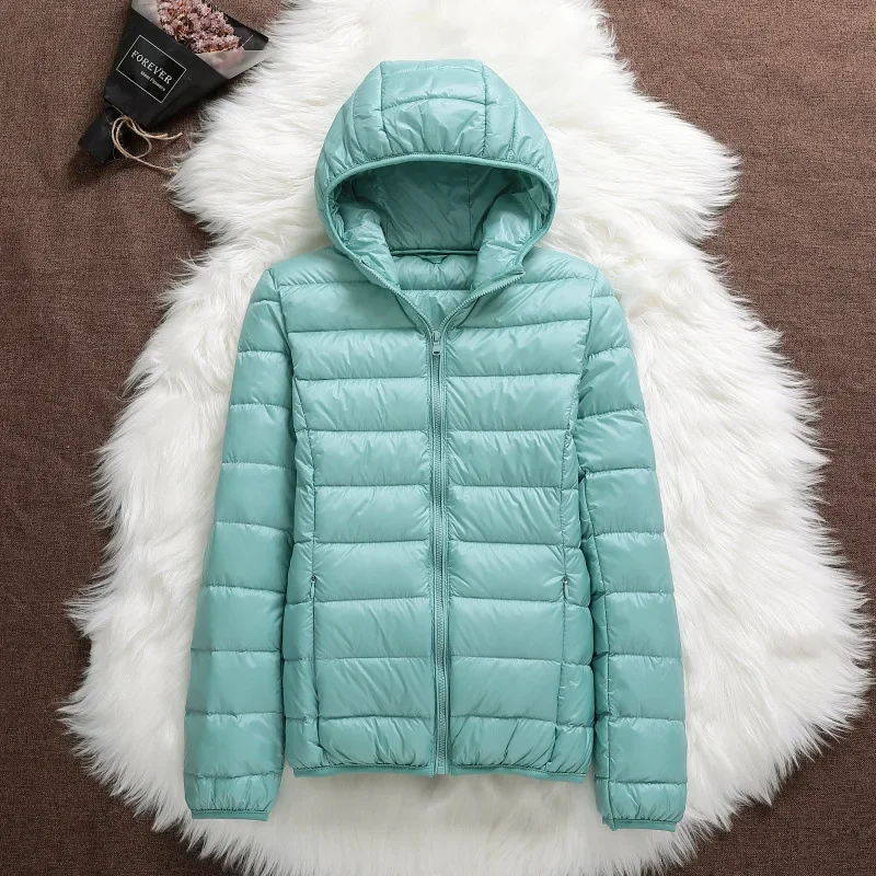 

Girls Winter Lightweight Down Jacket Women Short Slim Thin Outerwear Zip Up Hooded Down Coat Cute Blue Puffer Jacket Oversize
