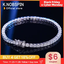 Knobspin 3mm 4mm Moissanite Tennis Bracelet Full Diamond GRA 925 Silver Plated 18k Wedding Party Jewelry Bracelets for Women Man