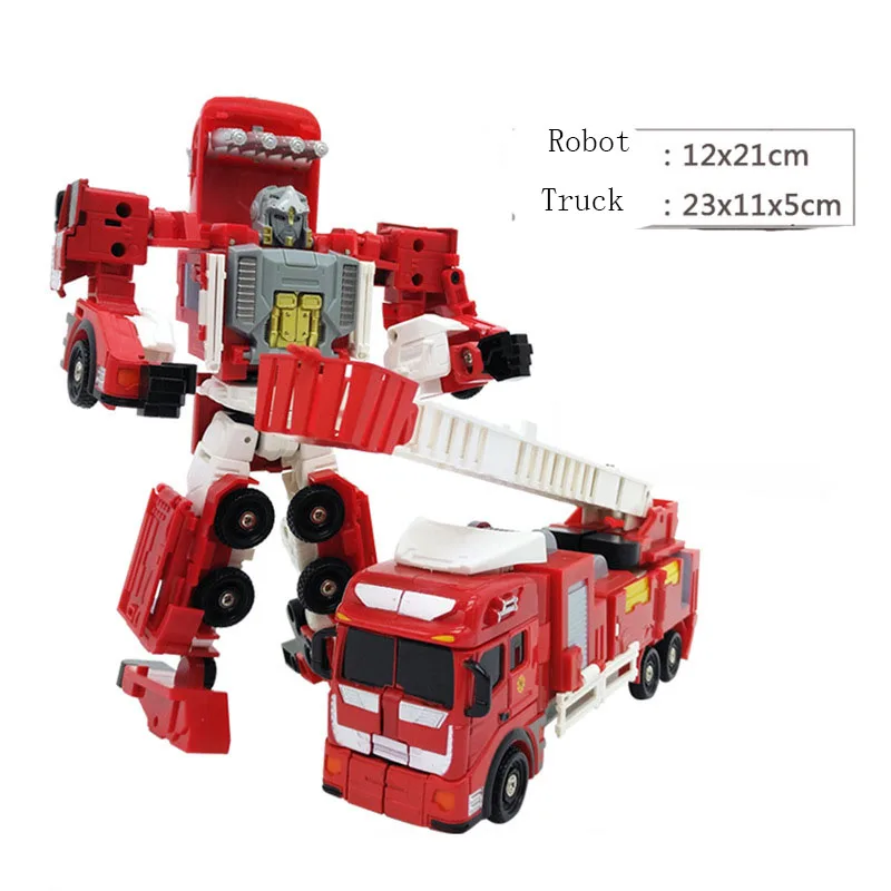 5 in 1 City Deformation Fire Rescue Robot Action Figure 2 in 1 Transformation Car Motorcycle Helicopter Truck Toy For Boy Kids images - 6