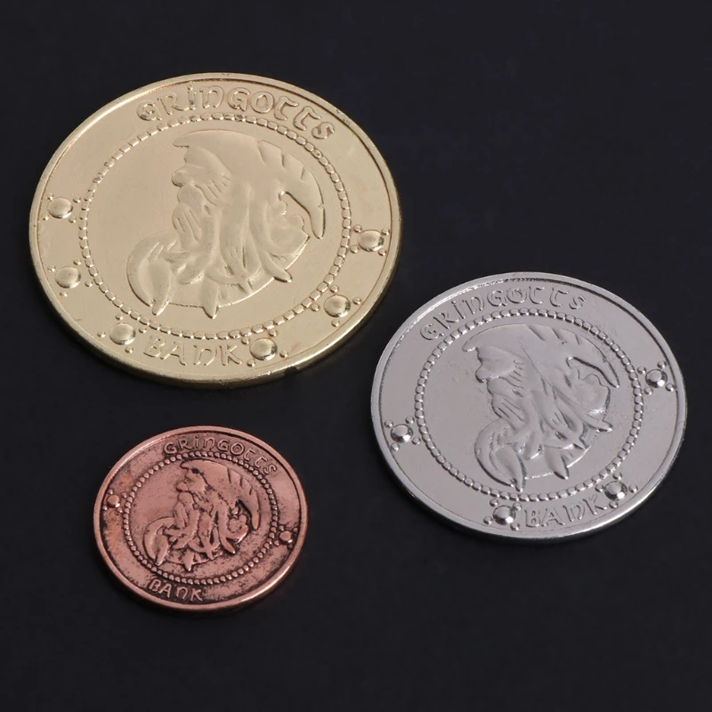 

3 шт./компл. Hogwart Gringotts Bank Coin Wizarding World Galleons Sickles Knutes