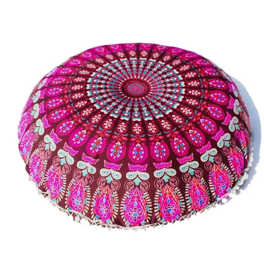 

Polyester Fiber Round Pillow Case 43*43cm Pattern Bohemian Printed Cushion Pillow Cover Home Decor For Sofa Bar Hotel Cafe