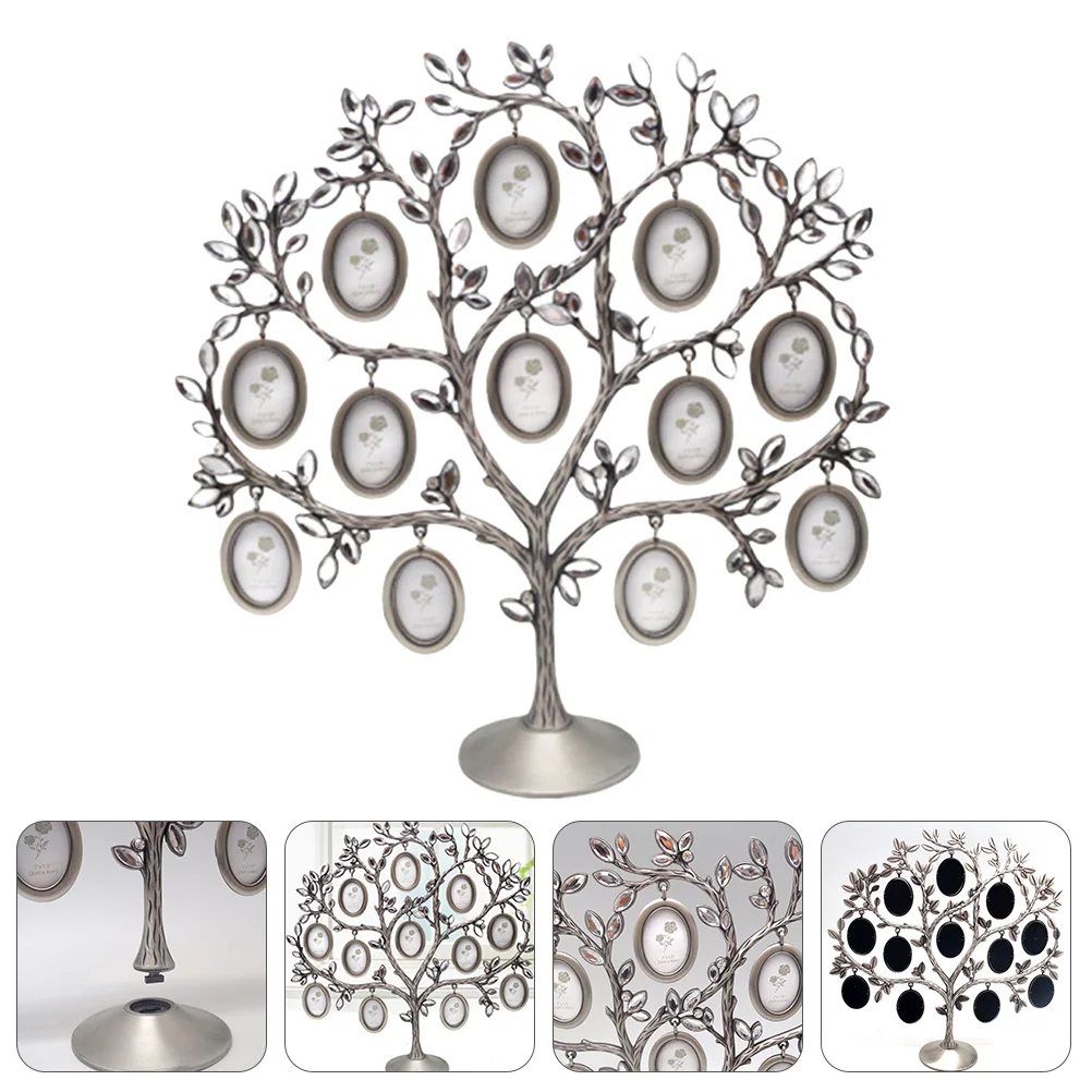 

Frame Photo Tree Family Picture Collage Tabletop Wall Mount Personalized Stand Vintage Desk Decor Decorative Shape Metal Desktop