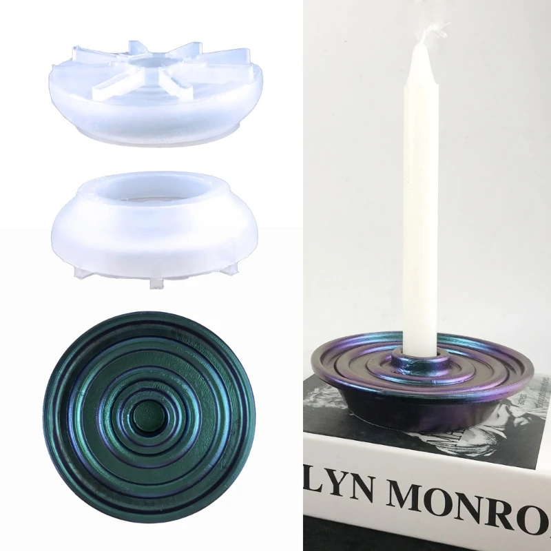 

3D Candlestick Silicone Mold Gypsum Plaster Mold Lipstick Holder Tray Mold for DIY Jewelry Organizer Home Craft Decor