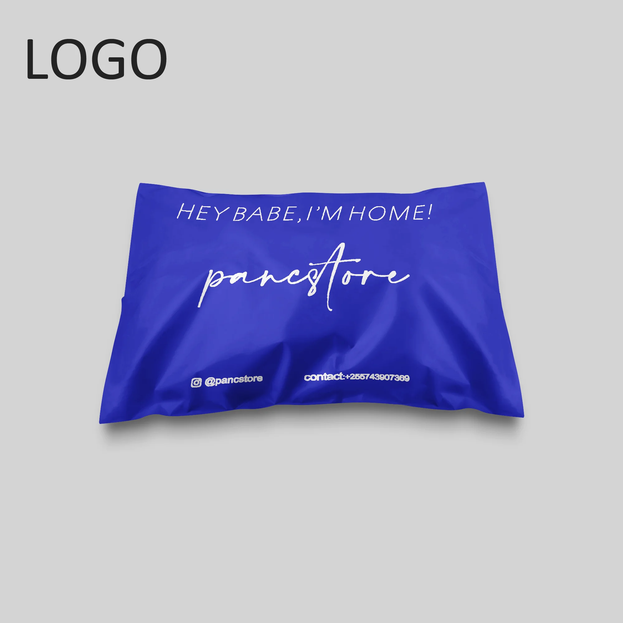 Custom logo customization service high quality Eco friendly luxury dark blue mailer bags Royal blue shipping bags for clothes