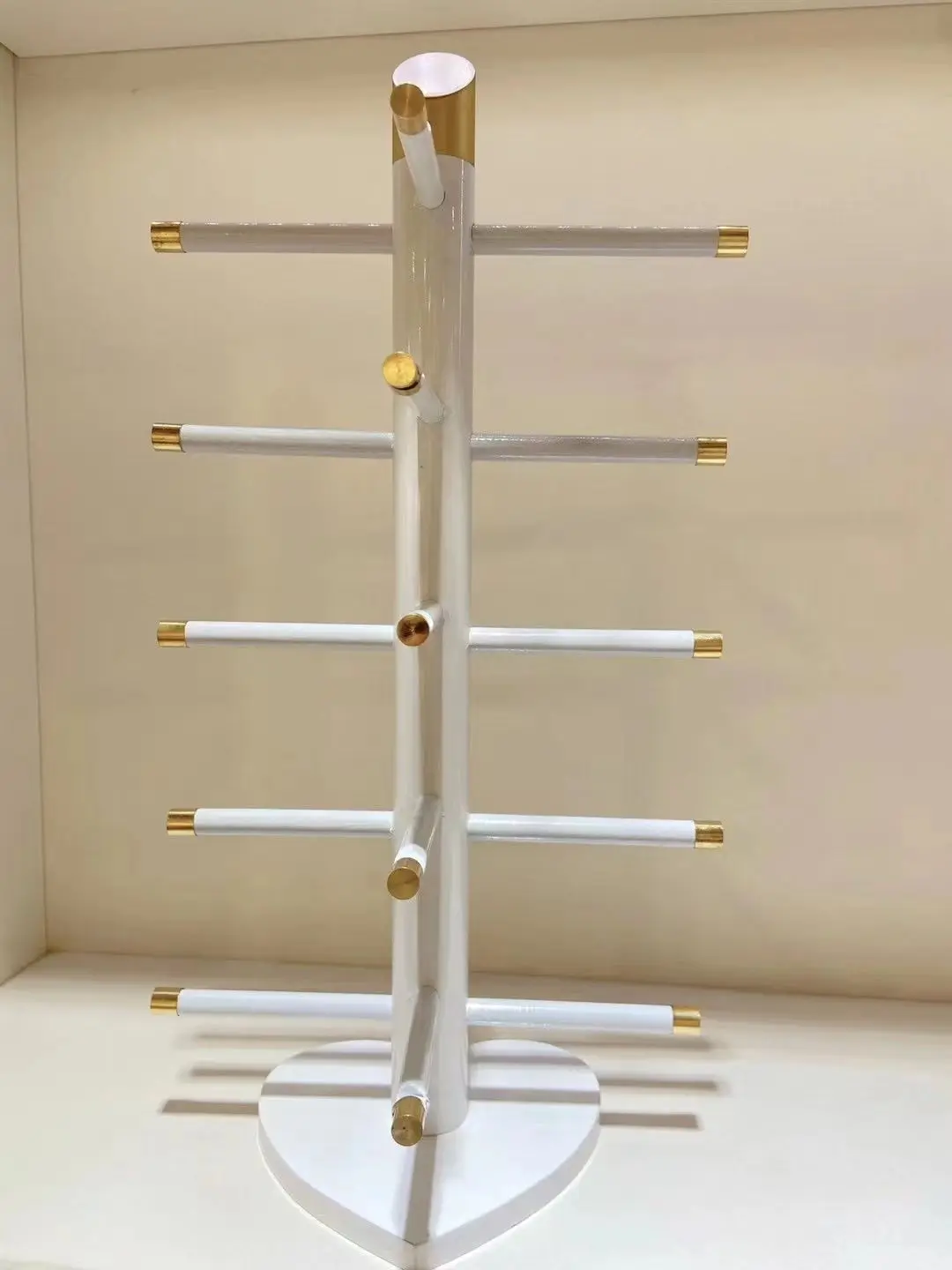 White Sunglasses Holder Luxury Glasses Show Rack Baked lacquer wood Eyeglasses Stands Shelf For counter display 3/4/5 Layer