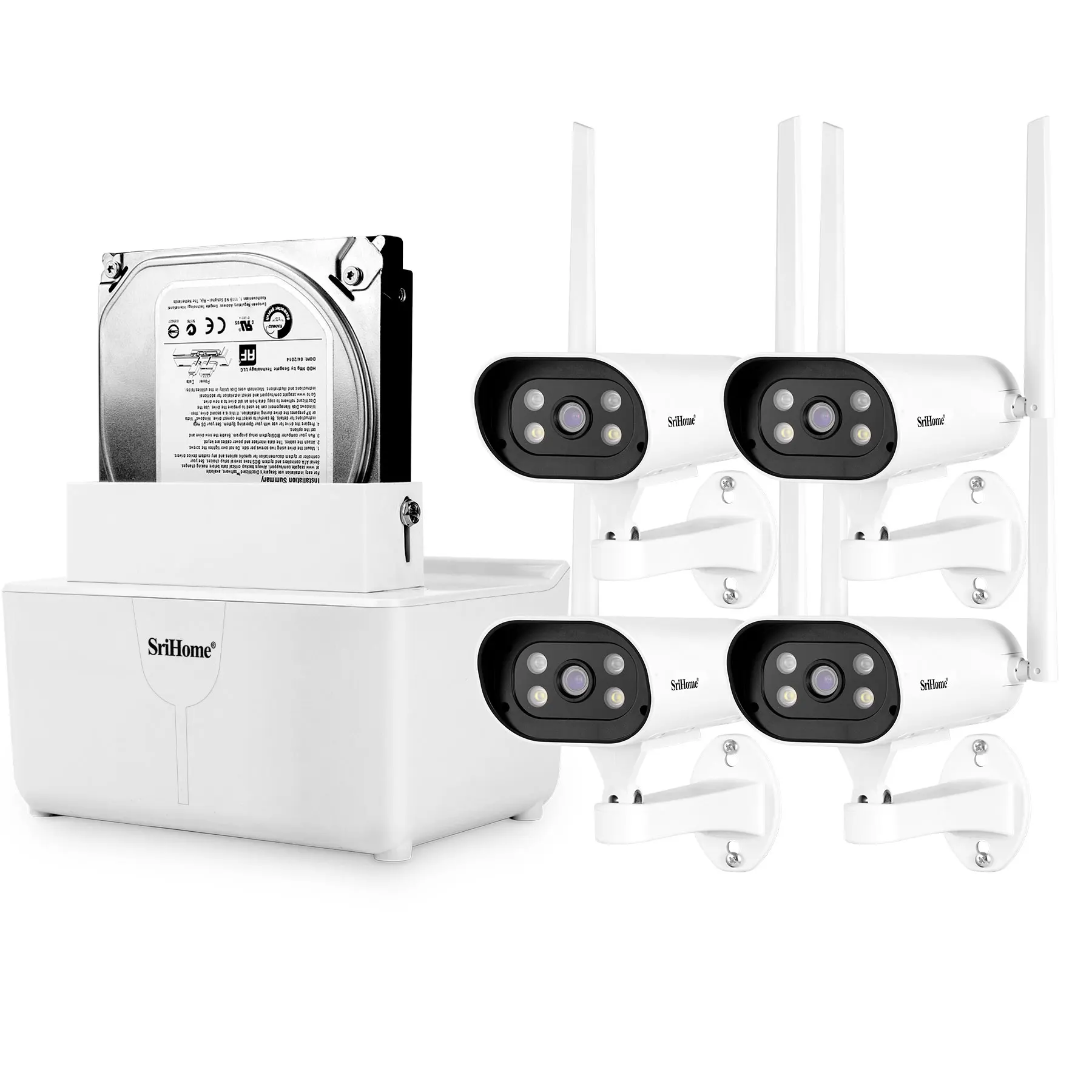 

SriHome NVS004 2.0MP Wifi NVR Kit Up To 8TB HDD Wireless Security & Protection Camera For Outdoor CCTV Video Surveillance System