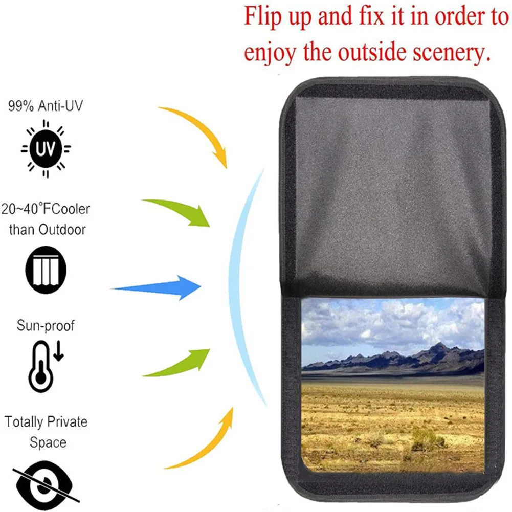 

Black 16x25in RV Door Shade Sun Blackout Camper Privacy Entrance UV Protection Sunshield Reflective Cover Accessories
