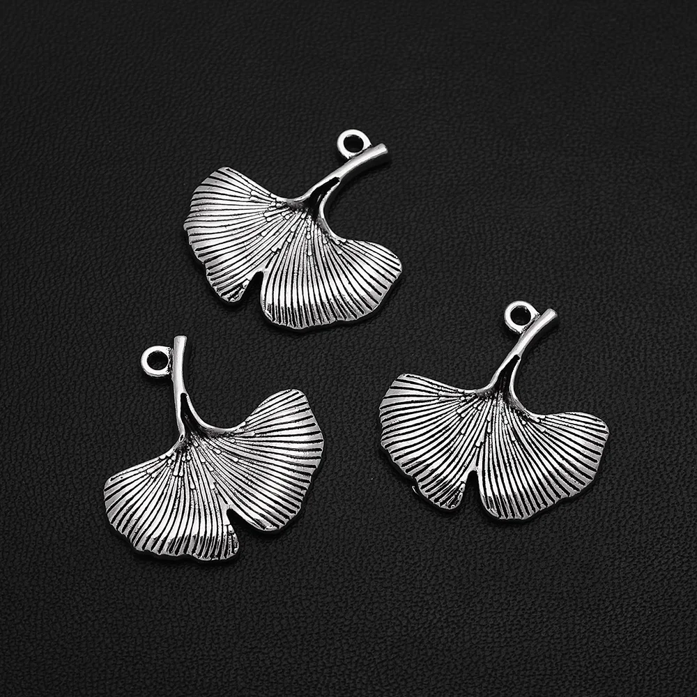 

10pcs/Lot 24x24mm Antique Ginkgo Leaf Charms Fall Autumn Pendants For DIY Necklace Earring Jewelry Making Supplies Accessories