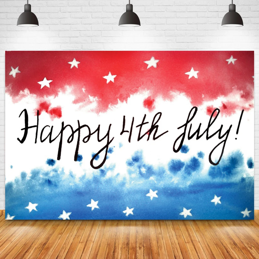 

Happy 4th July Red Blue Photography Background Anniversary Party Celebration Star Decoration Portrait Photocall Props