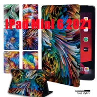 cover for ipad mini 6 slim pu leather case for ipad mini 6th generation 8 3 inch 2021 watercolor pattern folding case cover