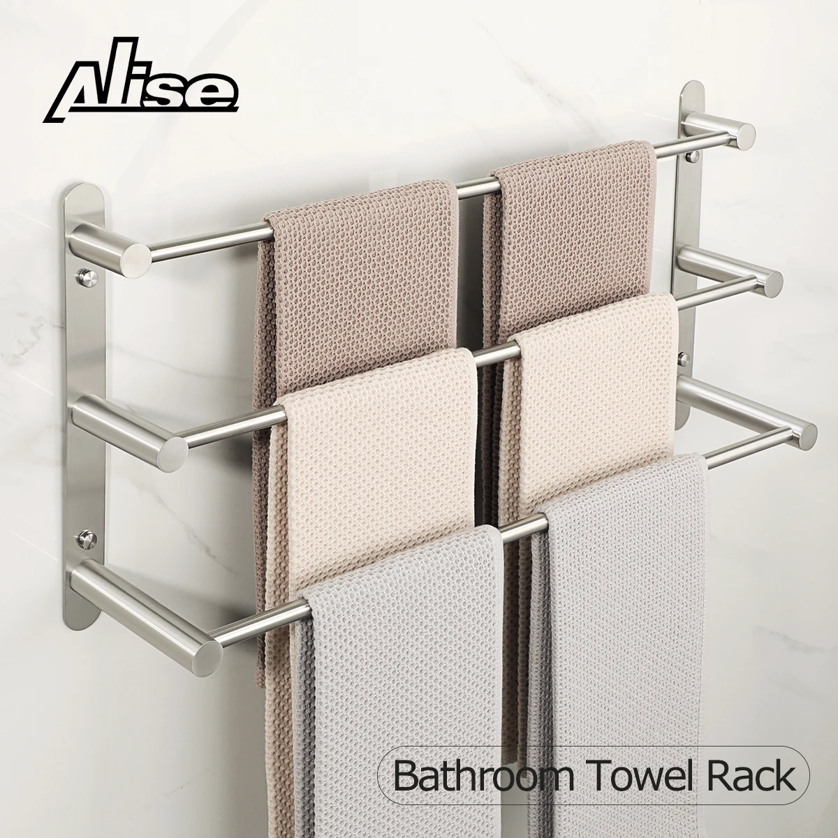 Bathroom Towel Rack Ladder Design Stainless Steel Towel Holder Wall Mount Rail 3-Tiers Ladder Towels Shelves Bathroom Accessorie
